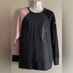 Nike Black and Pink Raglan Crewneck